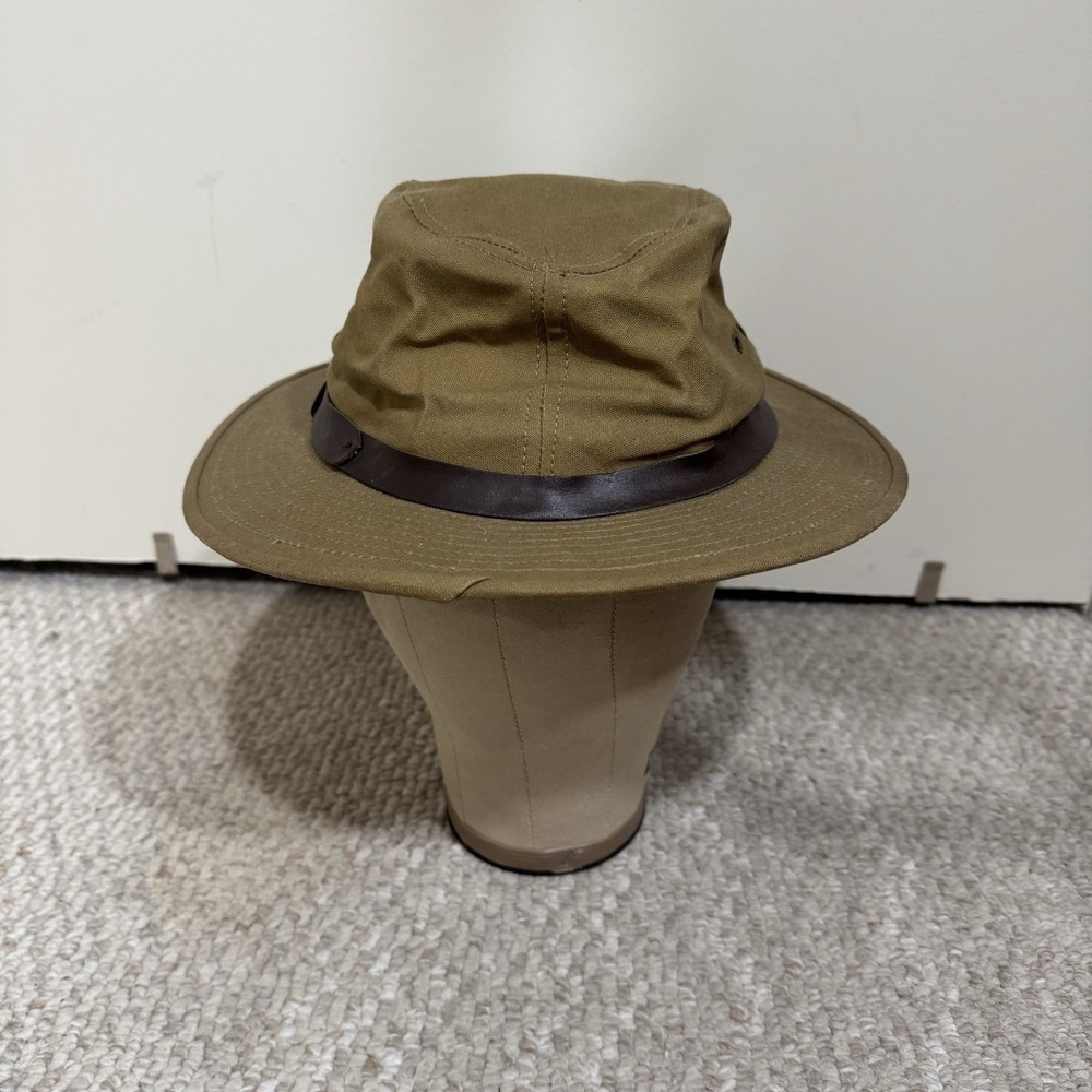 Vintage Filson Tin Cloth Packer Hat M Tan Waxed Canvas Leather Band Made in USA